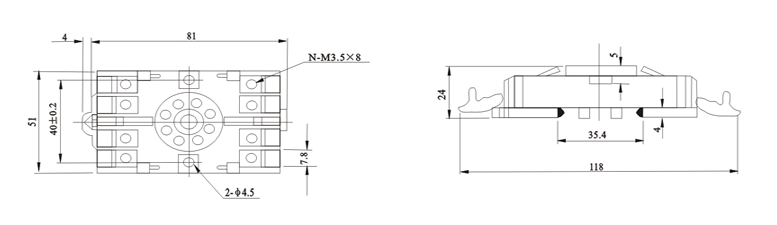 Relay socket P2CF 08 3